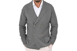 Men Blazer Collar Knit Cardigan Slim Fit Men Blazer Button Sweater Lightweight Unlined Sport Coat