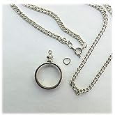Coin Holder Bezel Penny USA 1 Cent Silver Tone Link Necklace 24" Chain Kit Parts