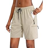 SANTINY Women's 5''/ 7''/9'' Hiking Cargo Shorts Quick Dry Lightweight Summer Shorts for Women Athletic Golf Zipper Pockets