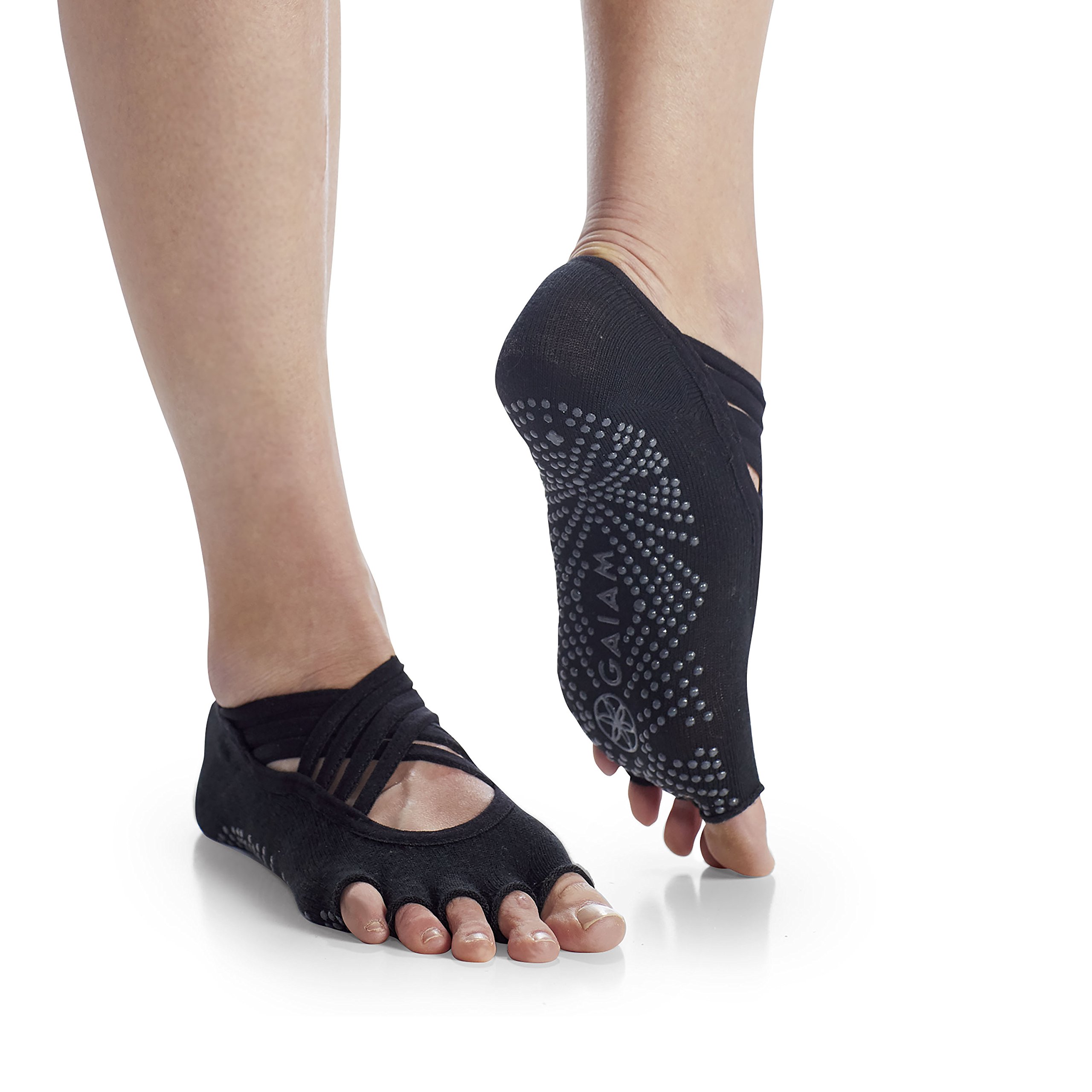 Photo 1 of Gaiam Grippy Studio Yoga Socks for Extra Grip in Standard or Hot Yoga, Barre, Pilates, Ballet or at Home for Added Balance and Stability