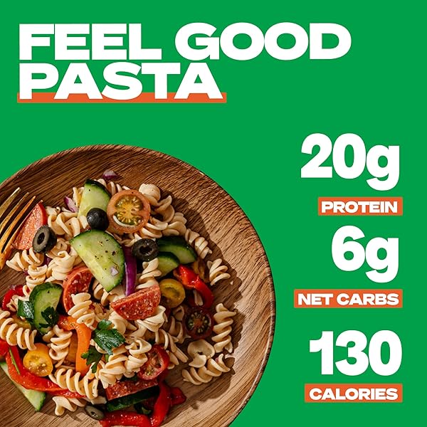 KAIZEN FUSILLI PROTEIN PASTA, 20G PROTEIN, LOW CARB (6G NET CARBS), KETO-FRIENDLY, GLUTEN-FREE, PLANT-BASED LUPINI NOODLES, HIGH FIBER, 8 OUNCE, PACK OF 3