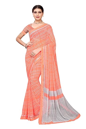 Saree (isha-chiffon-peach-ct One Size)