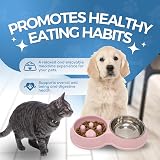 Fur & Bone Double Slow Feeder Raised Dog Bowl Pink Stainless Steel Dual Bowl view 5