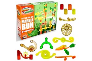 Marble Genius Marble Run Booster Set - 30 Pieces Total (10 Action Pieces Included), Construction Building Blocks Toys for Ages 3 and Above, with Instruction App Access, Add-On Set, Dinosaur