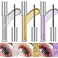 Bekoeen 3PCS Glitter Mascara Eyeshadow,Lengthening Volumizing Colorful Mascara,Sparkling Diamonds Silver Diamond Mascara, Waterproof Colorful Lashes for Eyelashes,Party Wedding