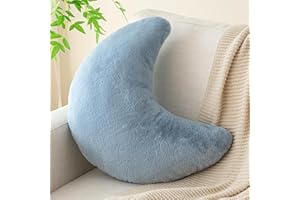 Znhinery Moon Pillow, Decorative Throw Pillows with Soft Faux Rabbit for Bed Couch, Moon Shaped Pillows Plush Floor Cushions Room Decor Pillow for Sofa Bedroom Living Room