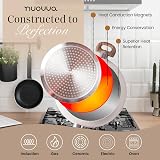 nuovva Induction Non Stick Wok Pan 28cm Cream with Glass Lid view 2