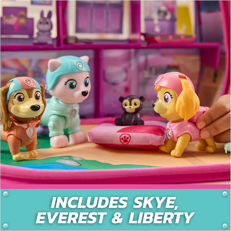 Pat' Patrouille, Le Monde de Stella, Coffret Camping et Sauvetage, avec Figurines à tête Mobile Stella, Everest et Liberty, Camping-Car, Jouets pour Filles et garçons à partir de 3 Ans