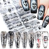 10 Sheets Halloween Punk Skull Nail Foil Transfer
