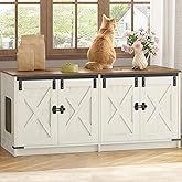 Hzuaneri Cat Litter Box Enclosure, Hidden Litter Box Furniture Cabinet for 2 Cats, Indoor Cat House, Farmhouse Style, 46.7 x