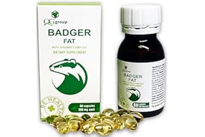 QG group Badger Fat Natural Source of Polyunsaturated Fatty Acids - 60 Capsules, 300 mg Each