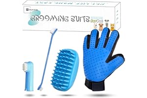 ENUKYCOM Pet Toothbrushes, Rubber Dog Bath & Massage Brush, Pet Shedding Massage Glove & Soft Silicone Cat Chin Acne Brush for Long and Short Haired Dogs, Cats & Small Animals - Dogs Bath Grooming Kit