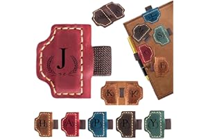 AEBGSA Custom Bygone Mark Bookmark with Pen Holder, 26 Letters Name Initial Personalized Magnetic Leather Bookmark, Gifts for Book Lovers, Readers, Travelers, Leather Book Marks (Wine Red, J)