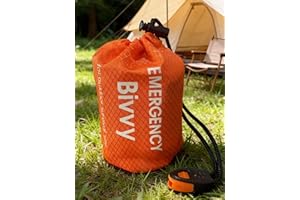 Emergency Sleeping Bag, Portable Thermal Bivy Sack, Waterproof Lightweight Survival Blanket with Whistle, Survival Gear for O