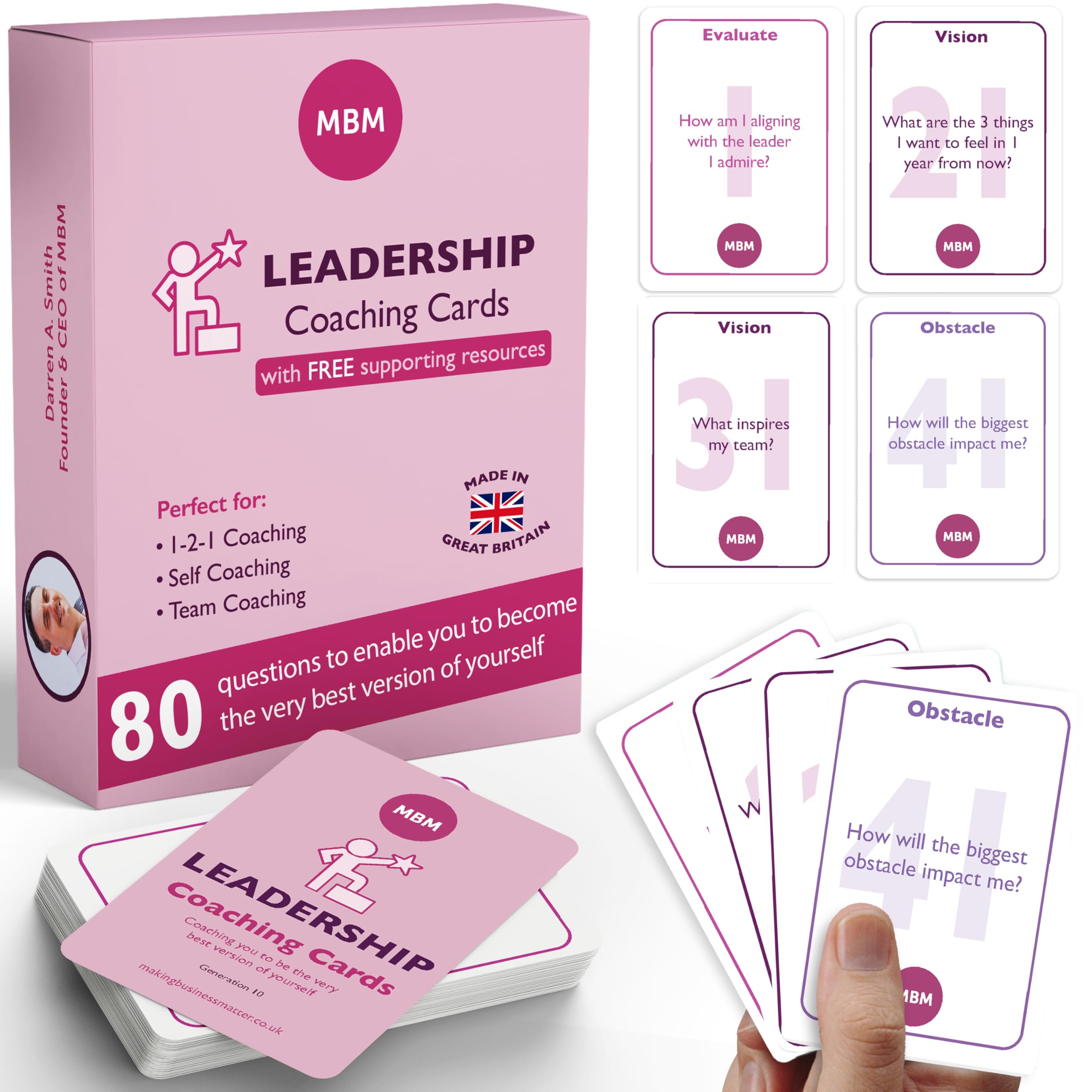 MBM Coaching Cards for Leadership & Professional Development | Question Cards for Reflection, Growth & Meaningful Conversations (Leadership)