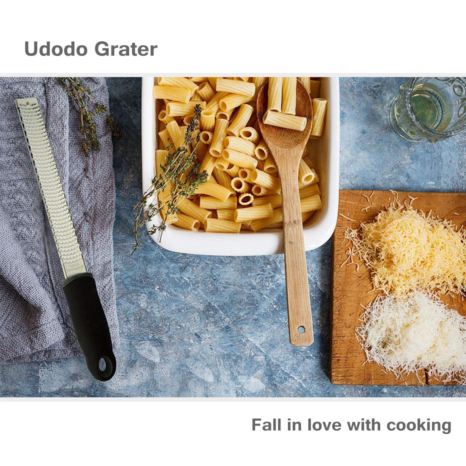 Udodo Cheese Grater Stainless Steel Vegetable Slicer Handheld Lemon Zester Ginger Chocolate Garlic Grater Slicer - Red