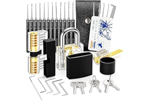 LICORNE Brass Door Knocker 37 Pick Waterproof with Stainless Steel Keys Long Lock Set Kit Suitable for Outdoor Fence,Sheds, Storage Unit, Gate, Toolbox,Trailer,Garages Picking