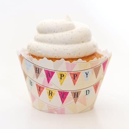Joyeux Anniversaire Drapeau Banniere Cupcake Wrapper Lot De 12 Fun Sacs De Fete Pour Fille Ou Garcon Cupcakes Amazon Fr Cuisine Maison