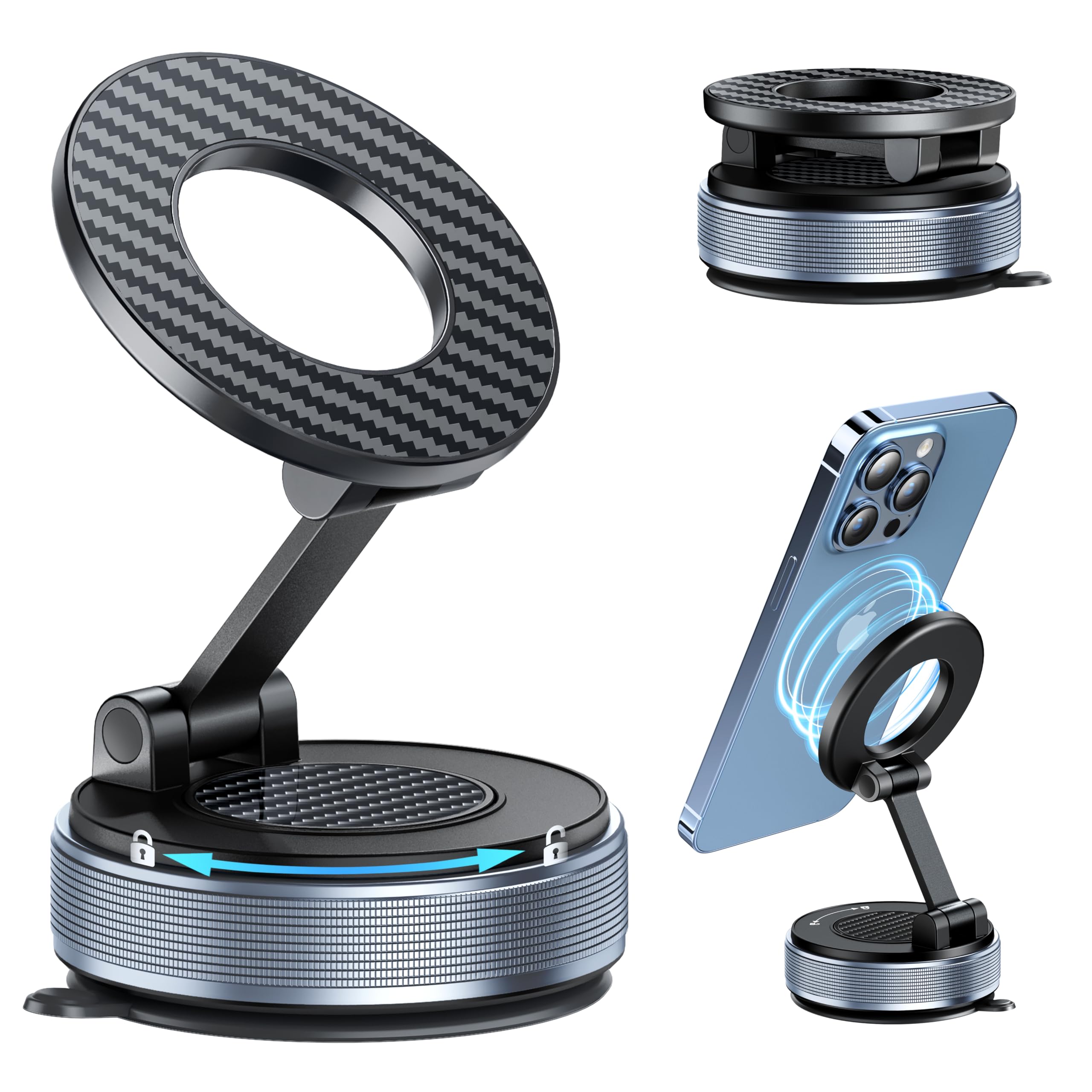 Photo 1 of KSYER Car Phone Holder for Magsafe, Foldable Suction Cup Phone Mount 360° Adjustable Vacuum Magnetic Phone Holder, Cell Phone Holders for Your Car Compatible with iPhone 17 Pro Max 16 15 14 13 12