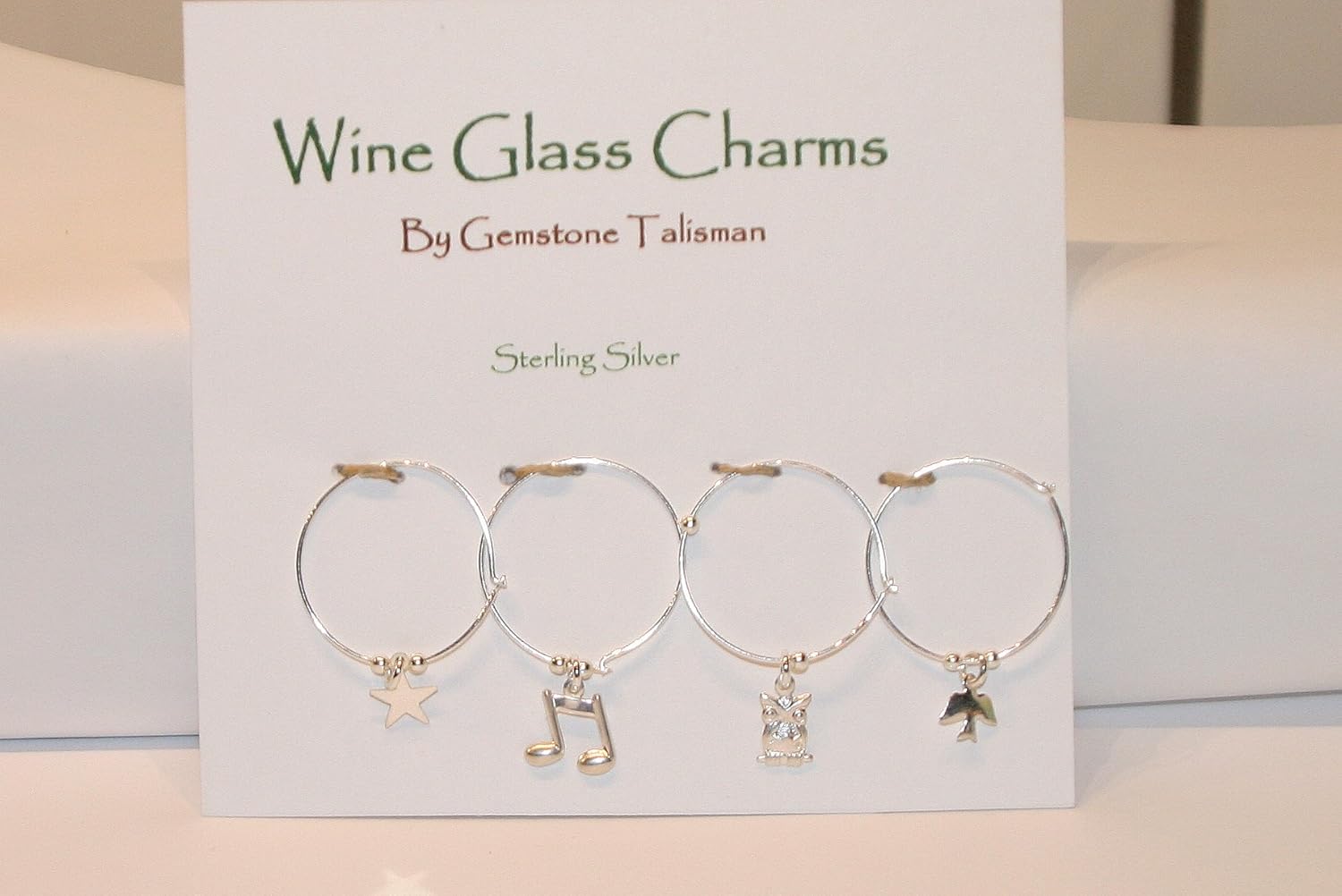 Sterling Silver Wine Glass Charms set of 4 Handmade