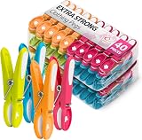 Caraselle Clothes Pegs 40 Pcs Heavy Duty Non Slip UV Plastic Laundry Pegs view 1