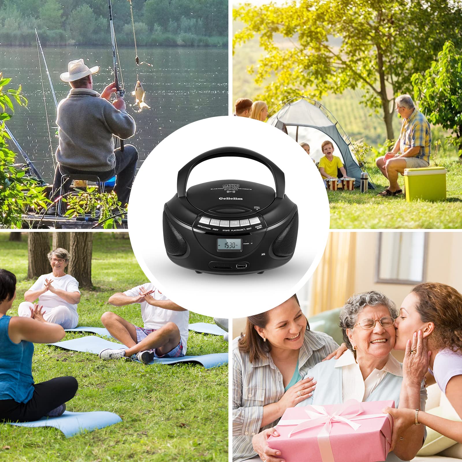 Mua Gelielim CD Player Boombox, AM/FM Radio Stereo, Bluetooth, USB, SD ...