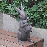 Braxio Bunny Decor Garden Outdoor Statues - Resin Standing Easter Bunny Decor for Outside Yard Decor Garden Statues Outdoor for Mothers Day Birthday Thanksgiving Copper 7.5×5.6×15.3 Inch