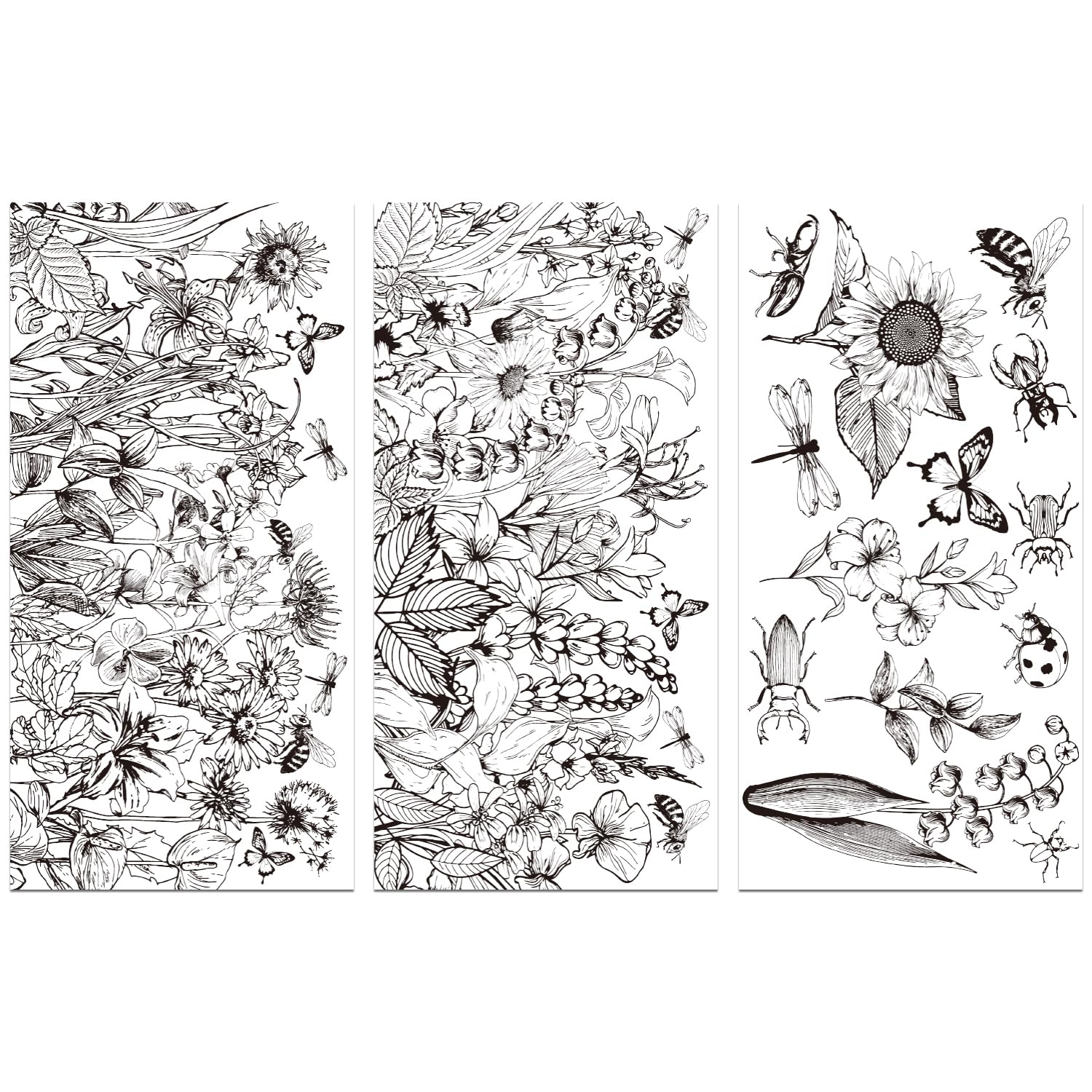 GLOBLELAND 3 Sheets Plant Insect Rub On Transfers Vintage Plant Insect Transfers for Crafts Rub On Transfers for Crafts and Furniture Home Decor Decals Sticker Stickers 5.9inX11.8in