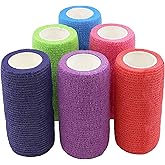 Ever Ready First Aid Self Adherent Cohesive Bandages 4" x 5 Yards - 6 Count, Rainbow Colors