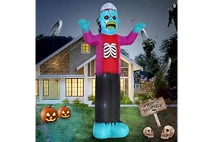 Infleasjoiy 12ft Blue Zombie Halloween Inflatable Outdoor Decoration, Courtyard Decoration with LED Lights, for Outdoor Lawn, Garden, Family Vacation Party
