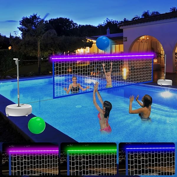 Red De Voleibol LED Para Piscina ¡Diversión Día Y Noche! Con Luces