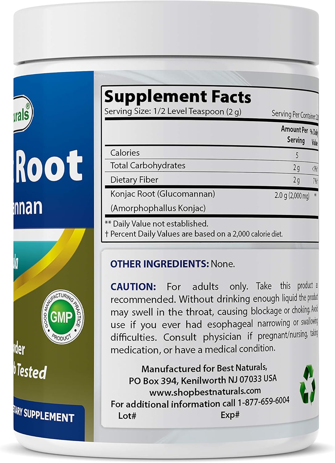 Best Naturals Konjac Root Glucomannan Powder (Non-GMO) - Promotes Healthy Metabolism & Weight Management - 1 Pound: Health & Personal Care