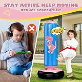 QPAU Inflatable Punching Bag 48 Inch Kids Boxing Set with Gloves Dinosaur view 3