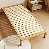 IOTXY Twin-XL Platform Bed Frame - 12" Solid Wood Mattress Foundation Base | Minimalist Tatami Style, 100% Solid Wood, 1 Bar, 7 Legs, 19 Closely Pine Bed Slats, 400-lbs Capacity, No Box Spring Needed