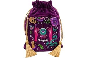 La Muci Velvet Tarot Card Bag - Drawstring Pouch for Tarot Deck Storage - Magic Purple Moon Star Bag- Jewelry Storage & Gift Bag with Gold Tassel Drawstrings, 6.6 x 9 inches