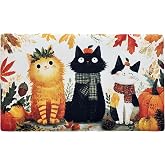 XADP Fall Door Mat 17x29 Inch Welcome Mat Front Doormat, Fall Cats | Non-Slip Rubber Backing, Low Profile Design, Easy Clean, Absorbs Dirt, Heavy Duty, Indoors and Outdoors Use