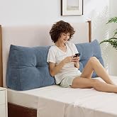 Aegisun Headboard Pillow Twin, Triangle Bed Wedge Pillow for Headboard, Backrest Pillow for Sitting, Reading, Working, Daybed Pillows for Bed, Dorm, Sofa, Navy Blue