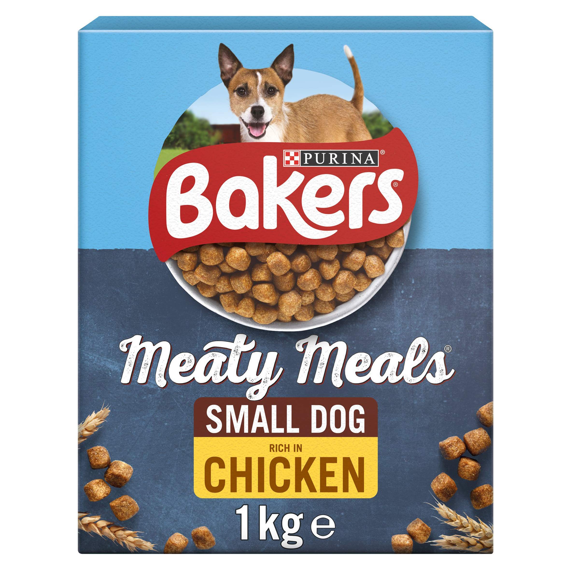 Bakers Meaty Meals Small Dog Dry Dog Food Chicken 1kg (Pack of 4)