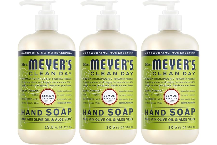 MRS. MEYER'S CLEAN DAY Hand Soap, Lemon Verbena Scent, 12.5 Fl Oz Bottle - 3 Pack