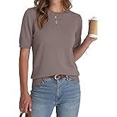 BTFBM Short Sleeve Sweater for Women Spring Tops Crew Neck Lightweight Pullover Loose Dressy Casual Blouse Basic Clothes