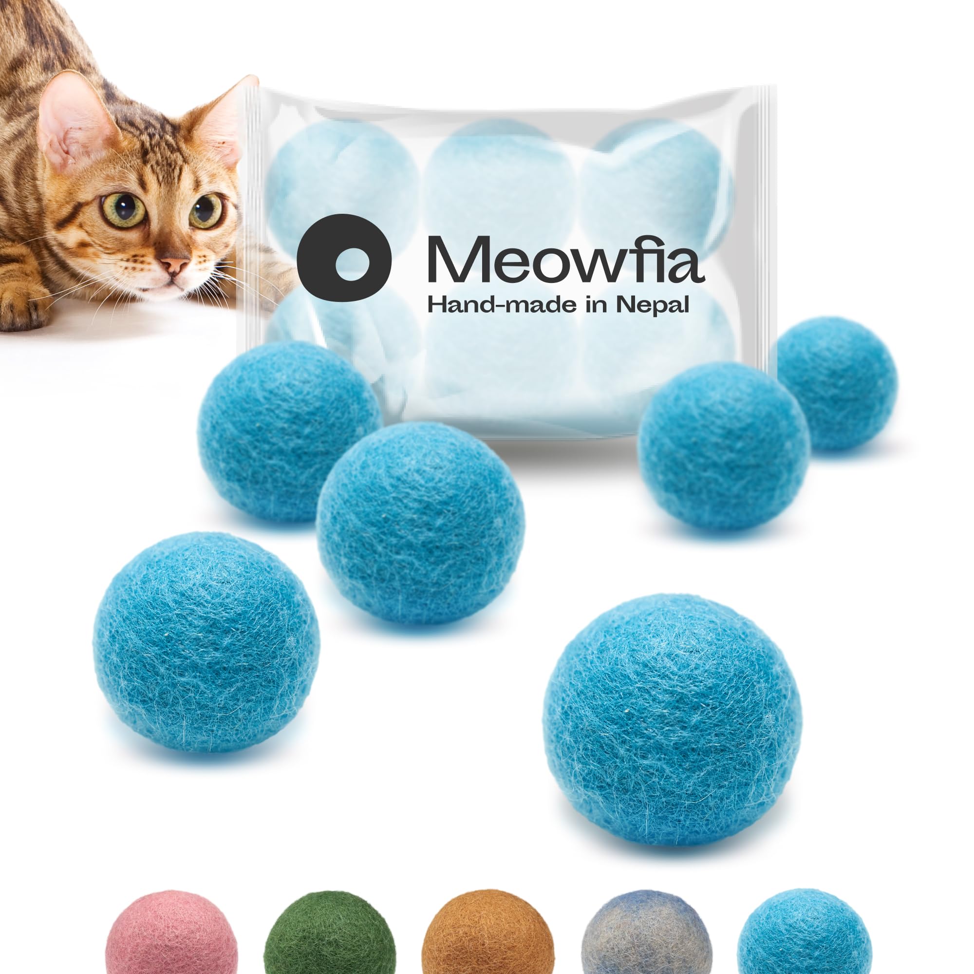 Photo 1 of ****ONLY TWO***

MEOWFIA Wool Ball Toys - 6-Pack of Safe for Cats and Small Dogs Balls - 1.5 Inch Felted Wool Cat Toy and Dog Toy - Perfect with Cat Cave - Silent - Mini Tennis Balls - (2in/Aquamarine)