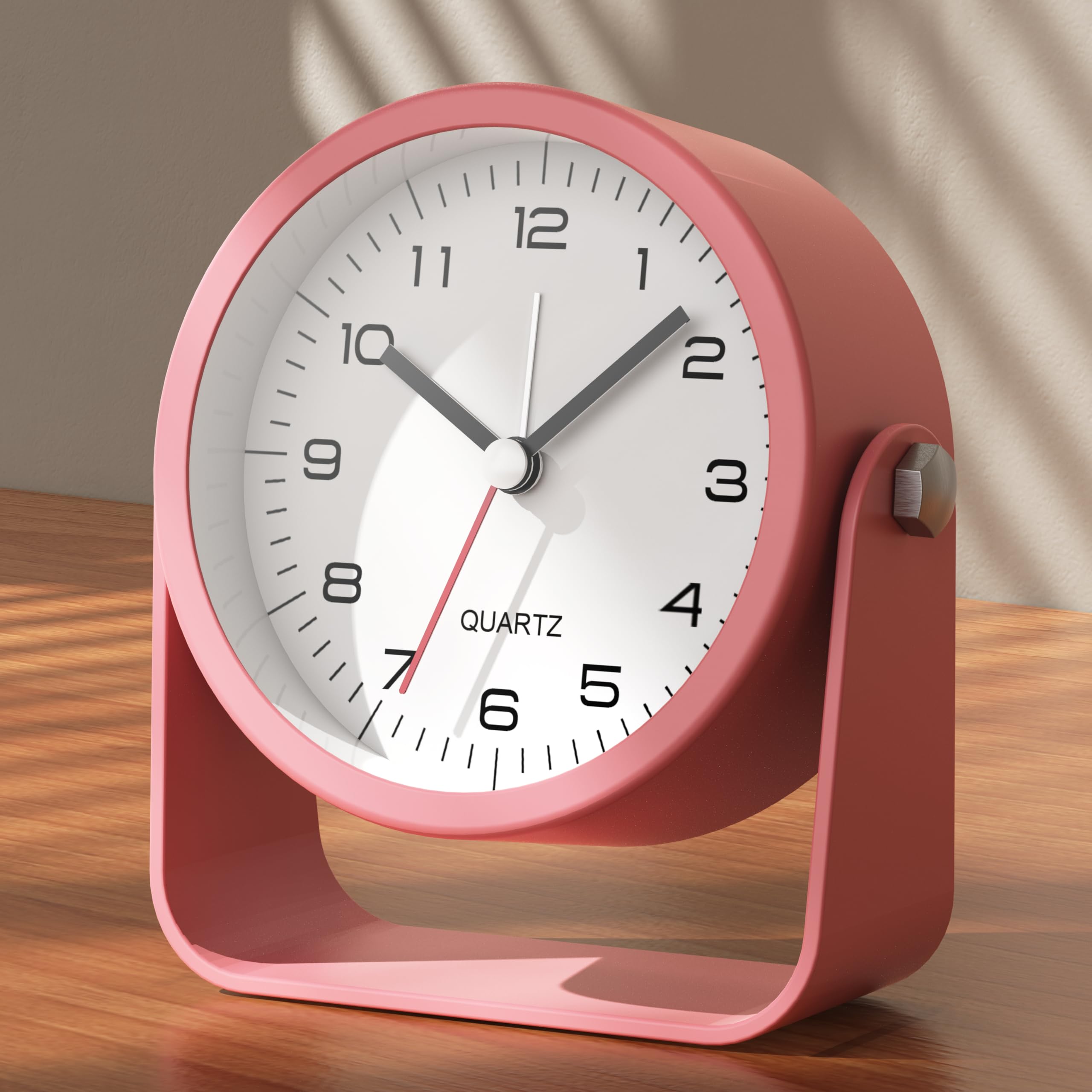 Photo 1 of AYRELY® 3.5 Inch Small Analog Alarm Clocks,Battery Operated Desk Clock,Cute Table Clock with Light?Adjustable Angle for Travel,Bedside,Bedroom,Kids,Living Room Decor(Dark Pink)