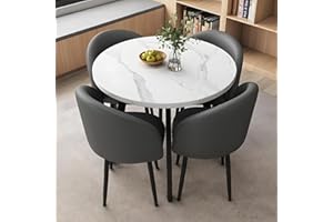 VinLeap Dining Room Table and Chairs for 4, Modern Coffee Table Set with 4 Upholstered Chairs Negotiating Table Set for Kitchen, Dining Room, Office, Cafe, Lounge, Living Room