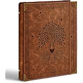 Vintage PU Leather Binder, 3 Ring Binder 1 inch Fits 200 Sheets 8.5"x11" Letter Size Paper Hardback Recipe Binder with Side Pocket, Aesthetic Cute 1" Three Ring Binder Notebook for Photo Album, Brown