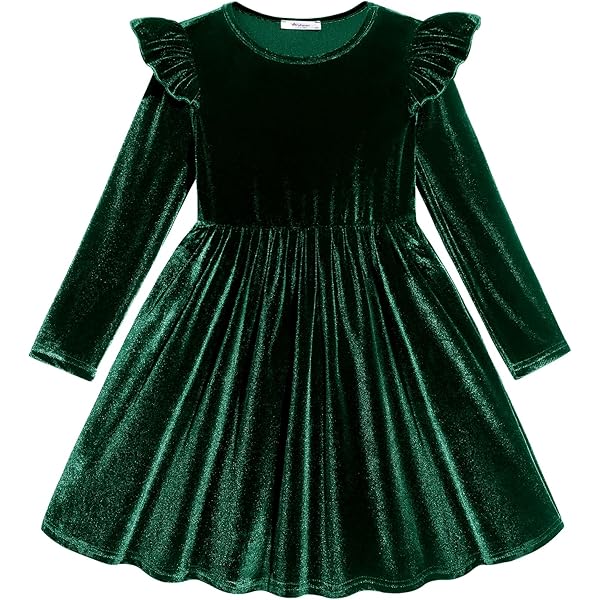 green velvet toddler dress Luli & Me Baby / Toddler Girls Luxe Velvet Float Dress - Lace Collar & Pearls main image 0