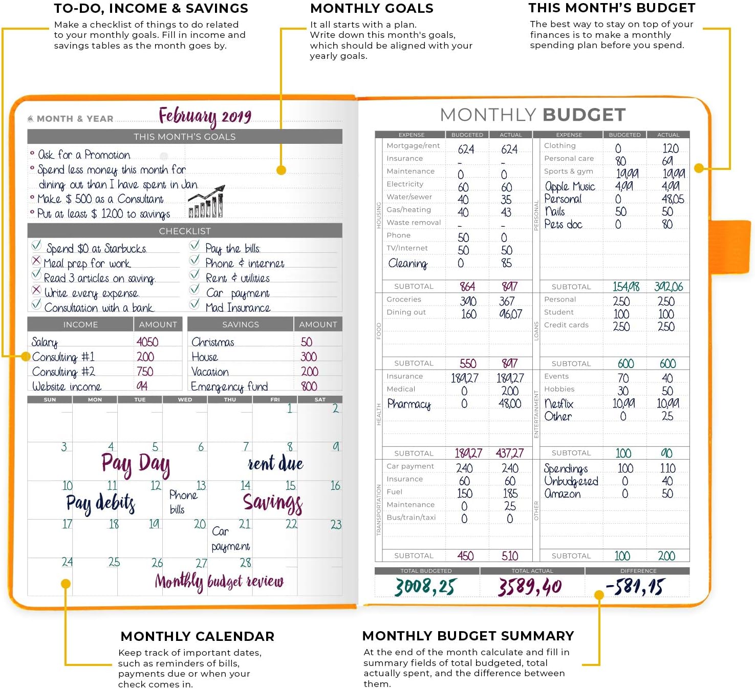 Clever Fox Budget Planner - Expense Tracker Notebook. Monthly Budgeting Journal, Finance Planner & Accounts Book to Take Control of Your Money. Undated - Start Anytime. A5 Size Yellow Hardcover : Office Products