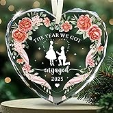Engagement Gifts for Couples - The Year We Got Engaged 2025 Glass Ornament – Christmas Engagement Ornament, Just Engaged Present Ideas for Newly Engage Women, Bride to Be, Fiance, Friend, Daughter