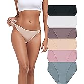 ANLIQI High Cut String Bikini Panties Stretchy Soft Modal Low Waist Underwear Ladies Hipster Panties Multi Pack