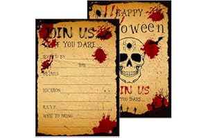 BIZIBAFF Halloween Party Invitation Cards with Envelopes - 12 Pack Bloody Skull Halloween Invitations for Adults Kids - 5 x 7 Inch Birthday Invitations for Haunted House Scary Holiday Party Favors