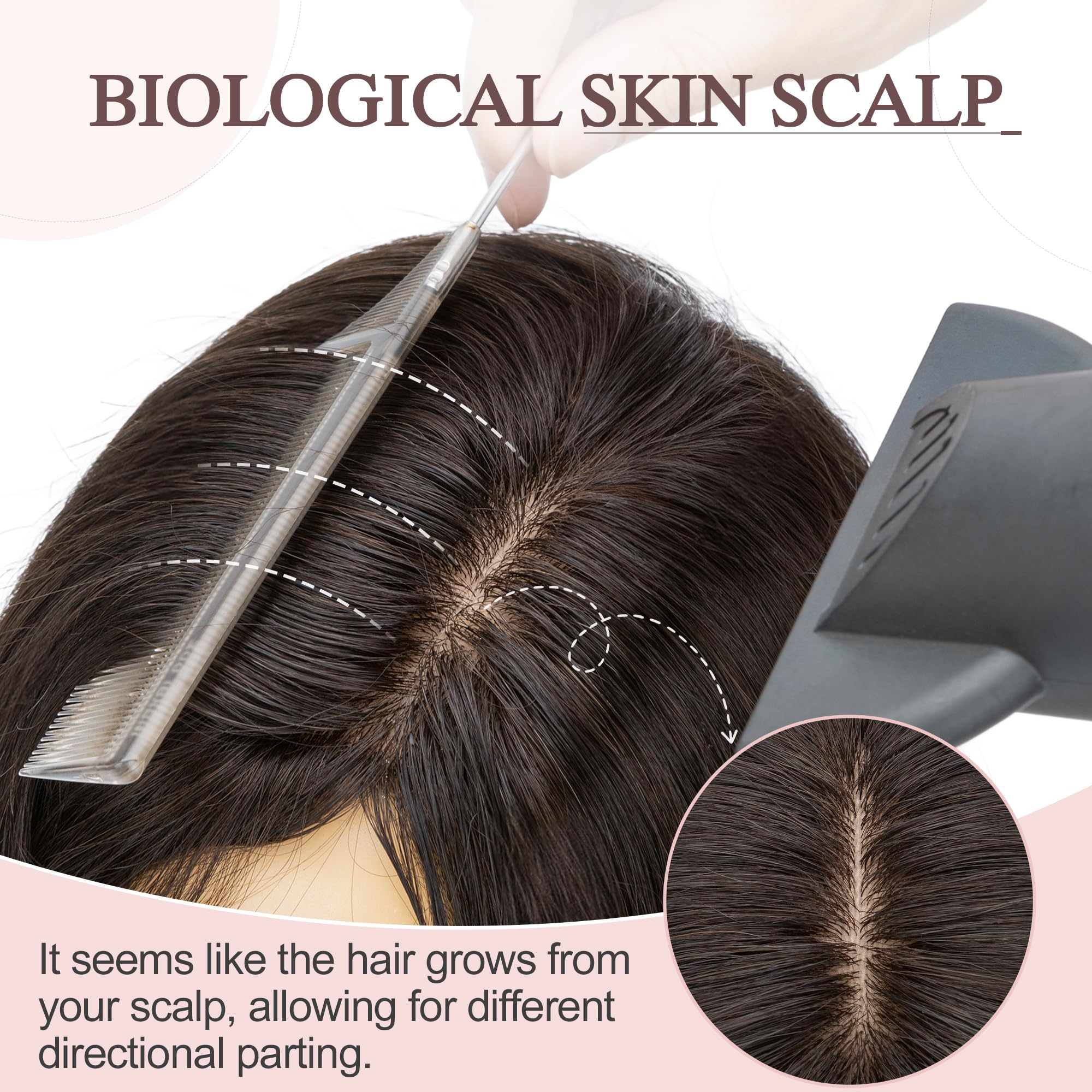 Condition photo showing New/Like New for sego hair toppers for women real human hair large full silk base 9 * 14 cm free part no bangs for women with thinning hair -14 inch #1b natural black